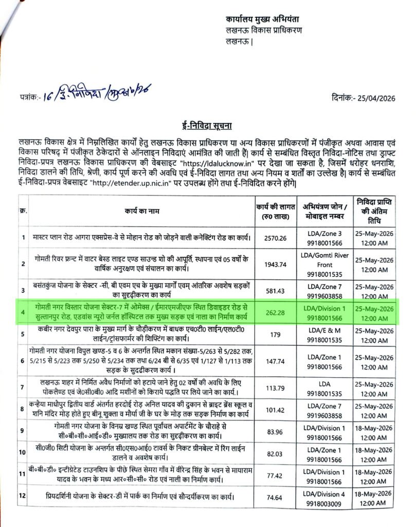यह मार्ग विधिवत रूप से Lucknow Development Authority (एलडीए) द्वारा स्वीकृत एवं पारित सड़क है, जो हजारों निवासियों की दैनिक आवाजाही का प्रमुख संपर्क मार्ग है
